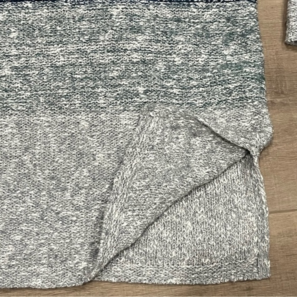 J Jill Cowl‎ Neck 3/4 Sleeve Medium Gray Blue Striped Tunic Sweater Wool Blend - Picture 5 of 11